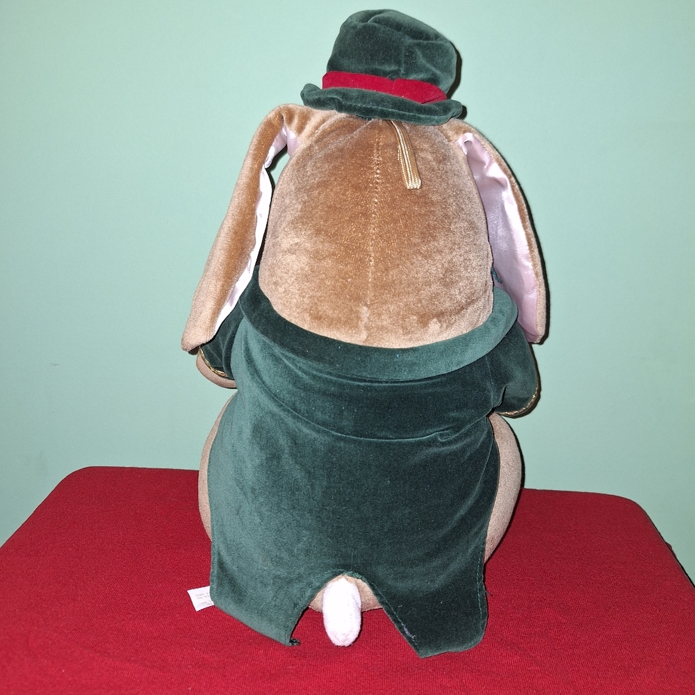Christmas Rabbit Pair Velveteen Plush Vintage 1980's Boy & Girl 14" Toys R Us - Picture 5 of 16